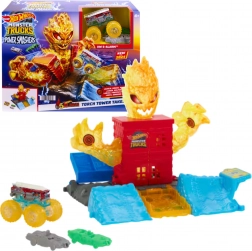 Hot Wheels Monster Trucks Arena Smashers – ohnivá veža herný set s autami