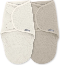 Mušelínové zavinovačky SwaddleMe™ Ulitka 1 TOG pre bábätká 0–3 mesiace, Cream/Cashew, 2 ks