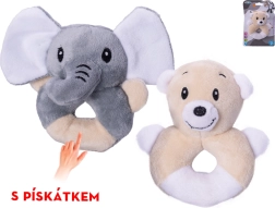 Plyšové zvieratko s píšťalkou 11 cm – slon alebo macko