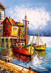 Puzzle ART PUZZLE oranžový prístav 500 dielikov