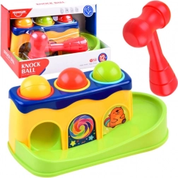 Farebný zatĺkací stolík s kladivkom a guľôčkami pre deti