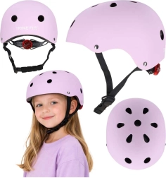 Detská cyklistická prilba Trike Fix s LED svetlom M 55–58 cm – Fialová