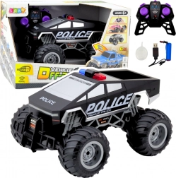 Závodné auto Police Off-Road RC čierne 1:16