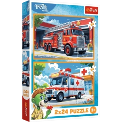 Sada puzzle 2×24 dielikov – hasiči a sanitka