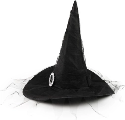 detský čarodejnícky klobúk so striebornou sponou