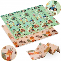 Obojstranná skladacia penová hracia podložka XPE 180 × 200 cm les a dedina Humbi