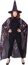 Čarodejnícky kostým s pavučinovým plášťom a klobúkom pre dospelých