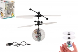 Lietajúca vrtuľníková guľa s LED svetlom a ovládaním rukou