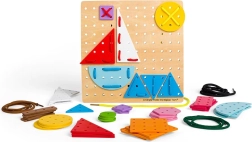BIGJIGS TOYS drevená šnurovacia hra – geometrické tvary
