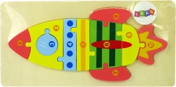 Drevené puzzle raketa s číslami