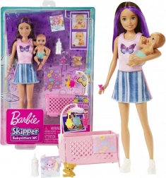 Barbie Skipper Opatrovateľka – postieľka a bábätko herný set