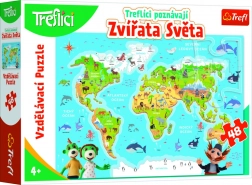 Puzzle Treflíci Spoznávajú Zvieratká Sveta 48 Dielov