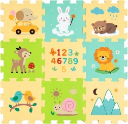 Petite&Mars penové podlahové puzzle Nexli forest friends (9 dielikov)