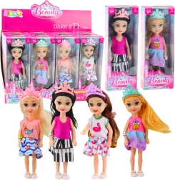 Mini bábika princezná s korunou farebné šaty 14 cm