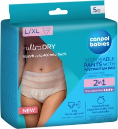 Canpol babies jednorazové popôrodné nohavičky s vložkou 2v1 L/XL, 5 ks