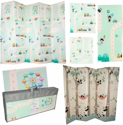 Skladacia penová obojstranná edukačná podložka panda a cesty 180 × 200 cm