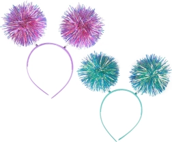 Party čelenka s trblietavými pom-pom guľami