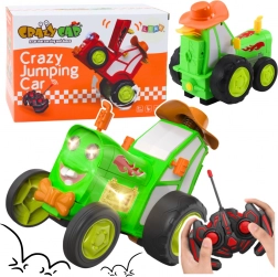 Dálkovo ovládaný skákajúci traktor zelený