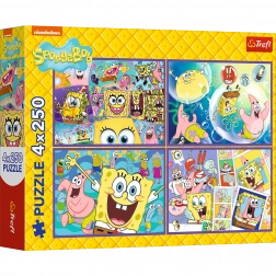 Puzzle 4x250 Šialený svet Sponge Boba