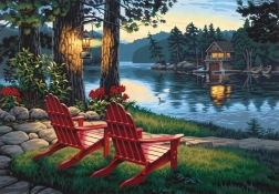 Norimpex diamantové maľovanie Posedenie pri jazere 30 × 40 cm