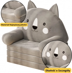 Rozkladacie detské kreslo Mačka Šedá 3-úrovňová
