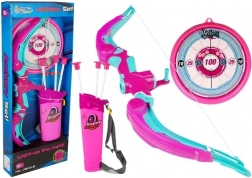 Luk so štítom + 3 šípy s prísavkou ružový