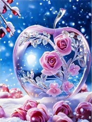 Diamantová mozaika - sklenené jablko