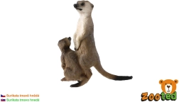 Surikata s mláďaťom, tmavohnedá
