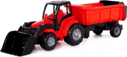 Traktor s predným nakladačom a vyklápacím prívesom