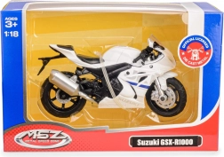 Motocyklový model 1:18 SUZUKI GSX‑R1000 biely