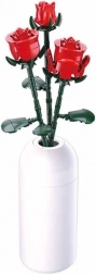 Sluban červená ruža vo váze – stavebnica Flowers