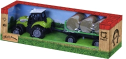 Traktor so zvukom a svetlom s vlečkou a balíkmi slamy