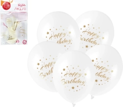 Latexové balóniky Happy Birthday so zlatou potlačou 28 cm, 5 ks
