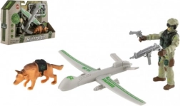 Vojenská herná sada s dronom, vojakom a psom