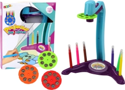 Projektor na kreslenie s 3 výmennými diskami a fixkami, fialový