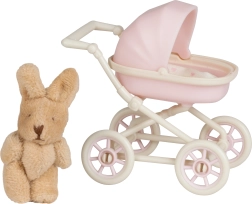 Lundby kočík s plyšovým zajačikom do domčeka pre bábiky