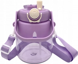 Detská fľaša na vodu so slamkou a popruhom 1 l