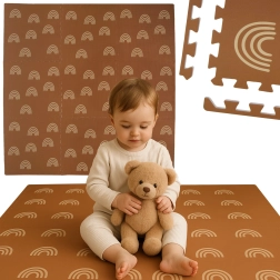 Pena podložka HUMBI 180 × 180 cm – hnedé dúhy, 9 dielov, vodoodolná a bezpečná