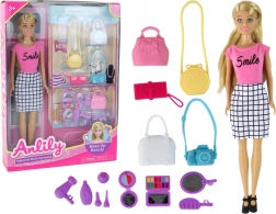 Bábika ANLILY – štýlový set s kabelkami a doplnkami