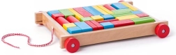 Drevený vozík s farebnými kockami na ťahanie