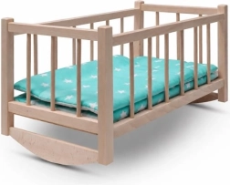 Baby Mix drevená kolíska/postieľka pre bábiky s posteľnou bielizňou