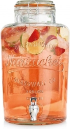 Sklenený nápojový dávkovač s kohútikom 6,7 l