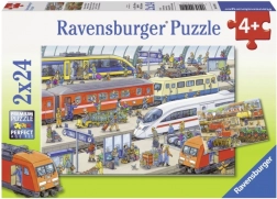 Puzzle Rušná vlaková stanica 2x24 dielikov Ravensburger
