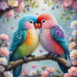 Diamantová mozaika - Farební vtáci