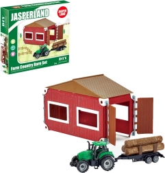 Sada traktor a farma so stodolou