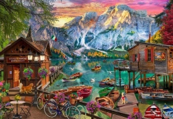 Puzzle Jazero Braies, Taliansko 1000 dielikov