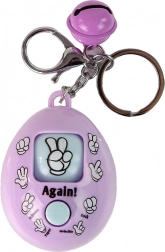 Fialový prívesok na kľúče s hrou kameň, nožnice, papier