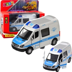 Kovový policajný voz 1:32 s pohonom pull back, svetlá a zvuky