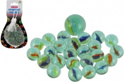 Sklenené guľôčky na guličkovanie v sieťke – mix veľkostí