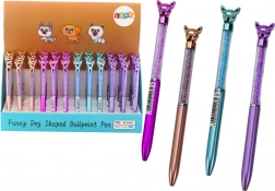 Guľôčkové pero so psíkom s kamienkami, modrý atrament 0,7 mm